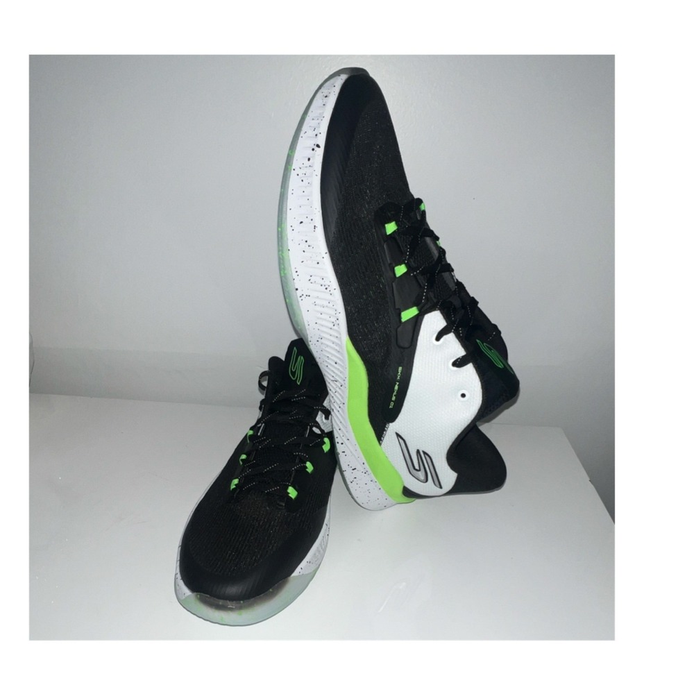 21N11/Skechers SN 253015P Black White Green Goodyear Sole Men's Basketball Shoes